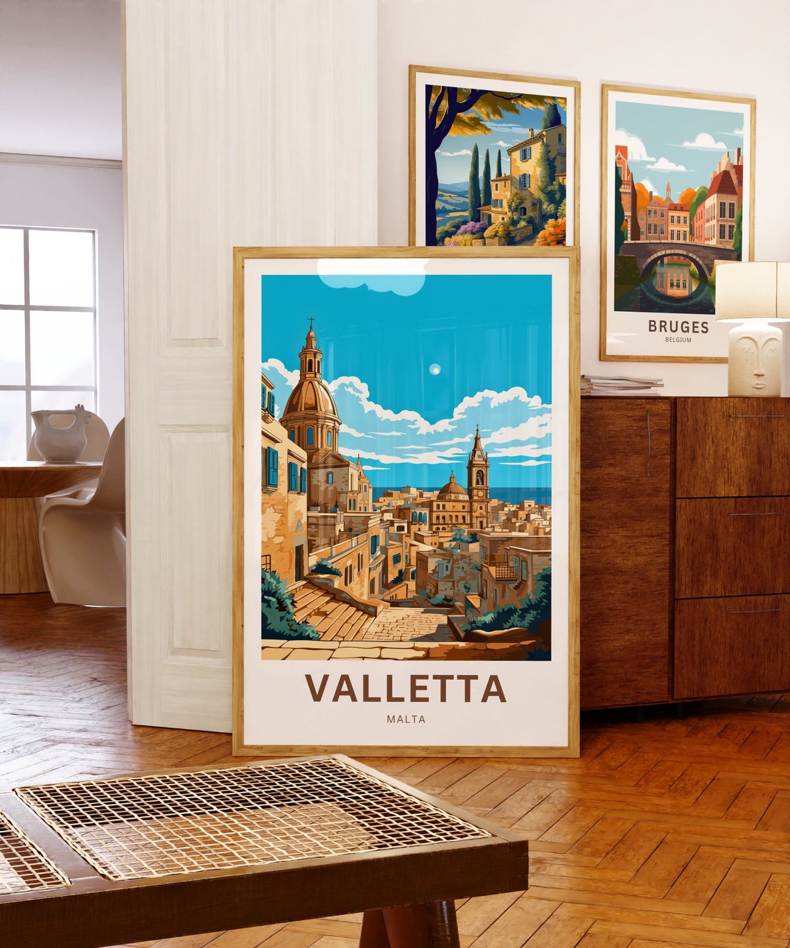 Valletta Malta Old Town Domes and Spires Street Scene Poster - Image 5