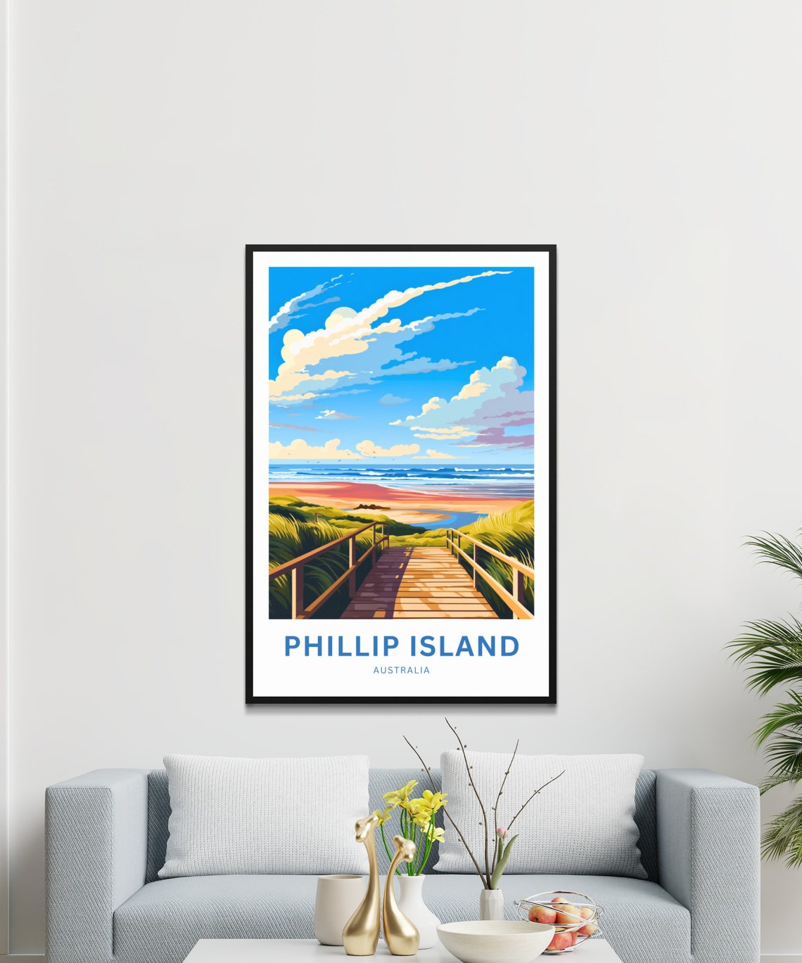 Phillip Island Australia Wooden Walkway Beach Path Custom Text Poster - Image 3