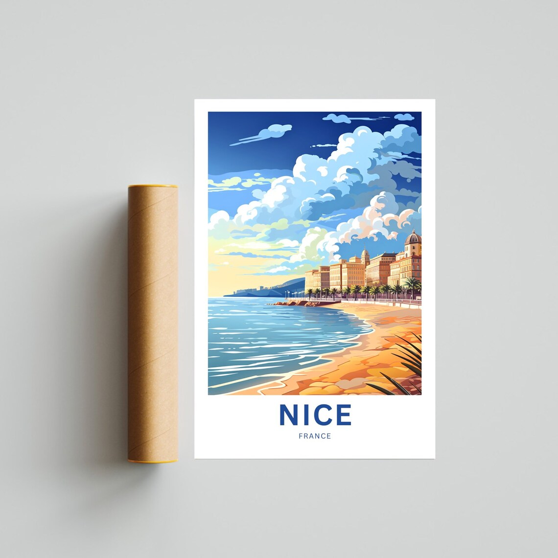 Nice France Golden Riviera Beach Promenade Cityscape View Poster - Image 4
