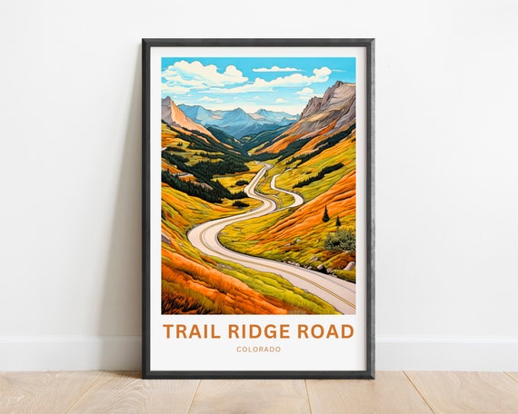 Trail Ridge Road Travel Print Trail Ridge Road Poster Colorado Wall Art Framed Present Gift Colorado United States Present