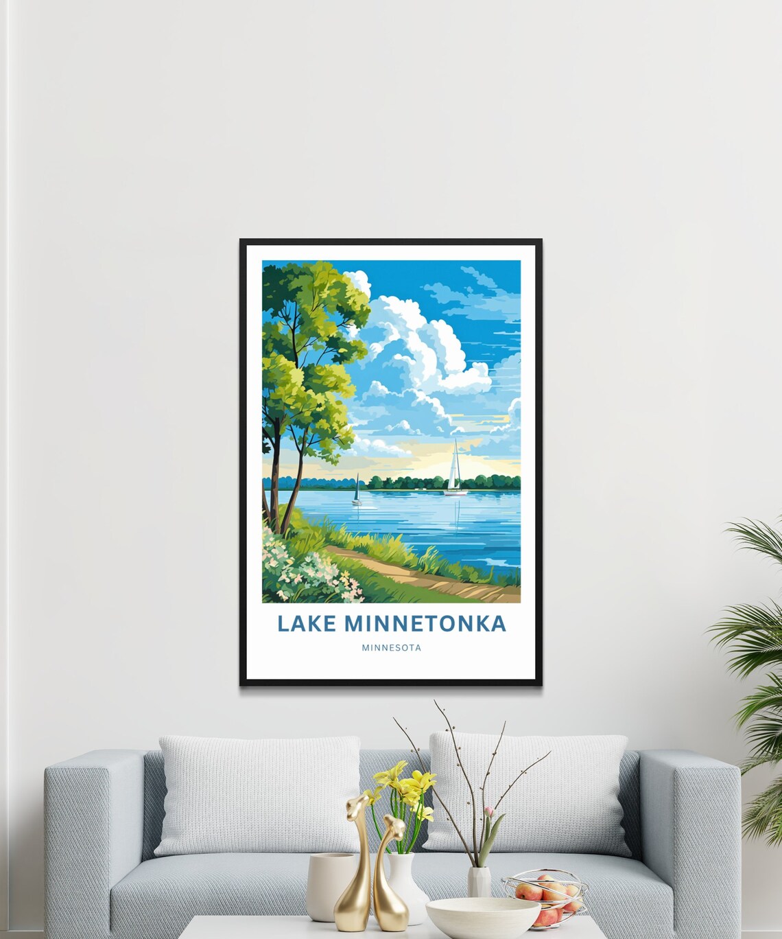 Lake Minnetonka Minnesota Sailboats and Summer Sky Scene Poster - Image 2