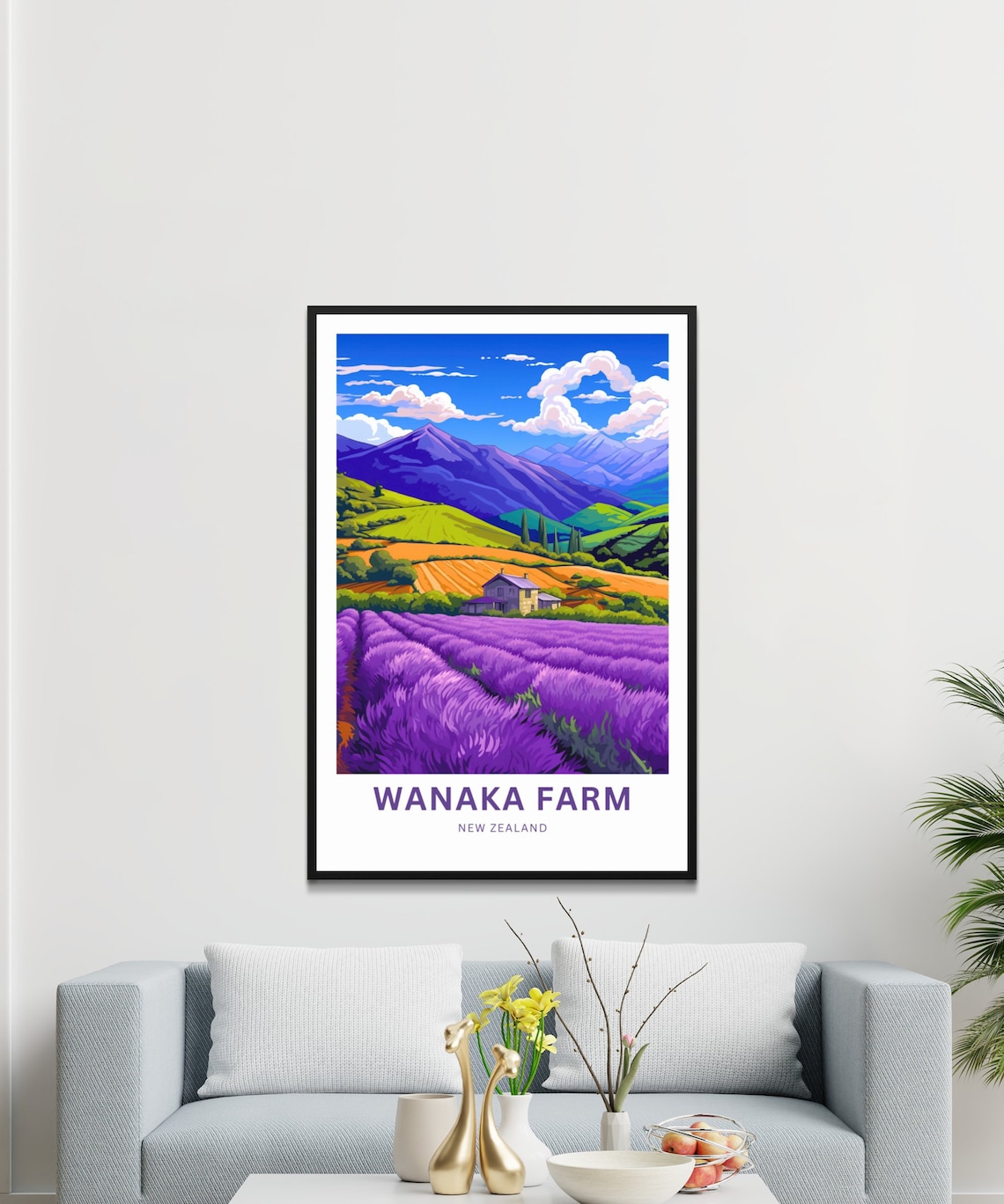 Wanaka Farm New Zealand Lavender Fields Mountains Travel Poster - Image 3