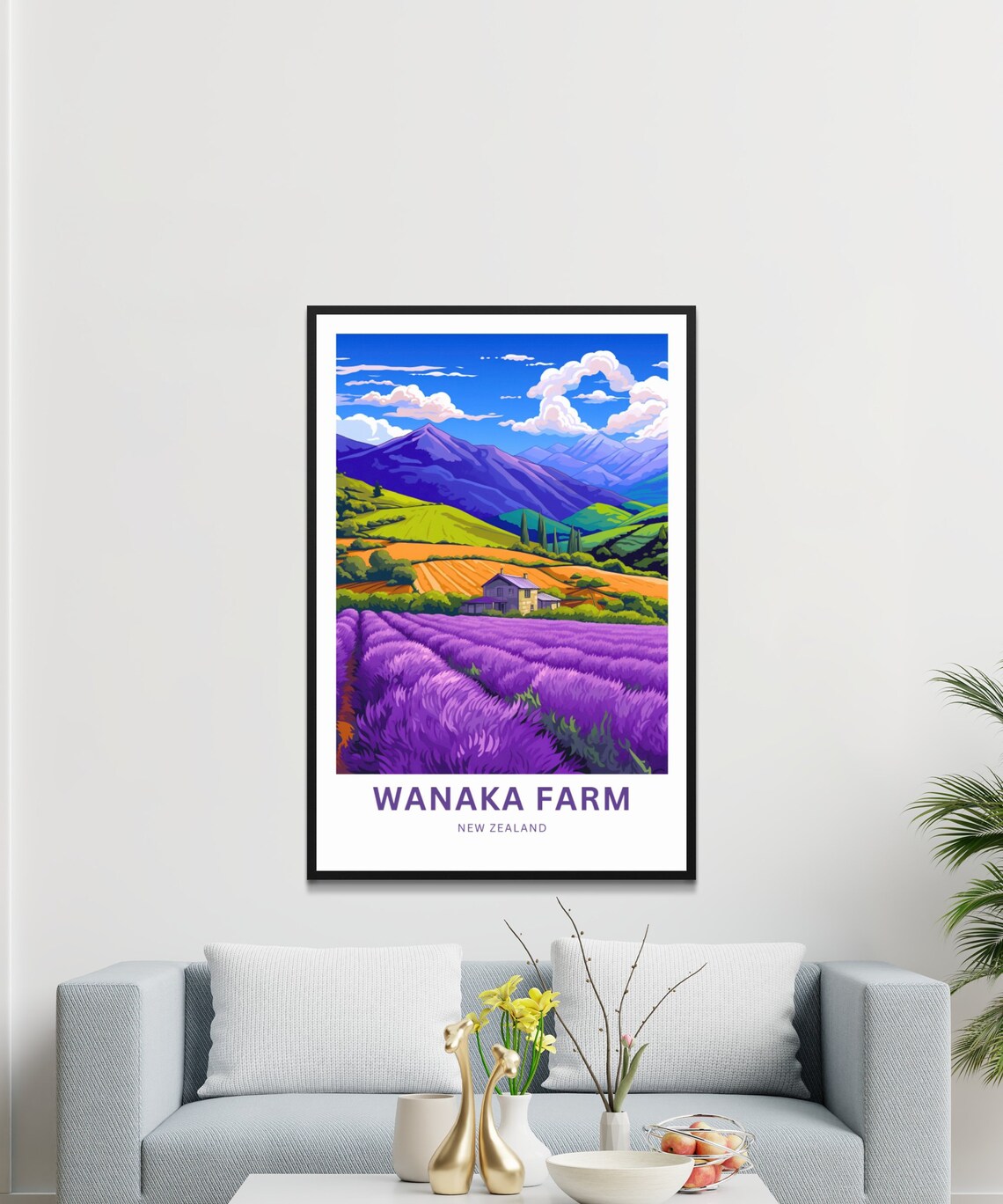 Wanaka Farm New Zealand Lavender Fields Personalized Travel Poster - Image 3