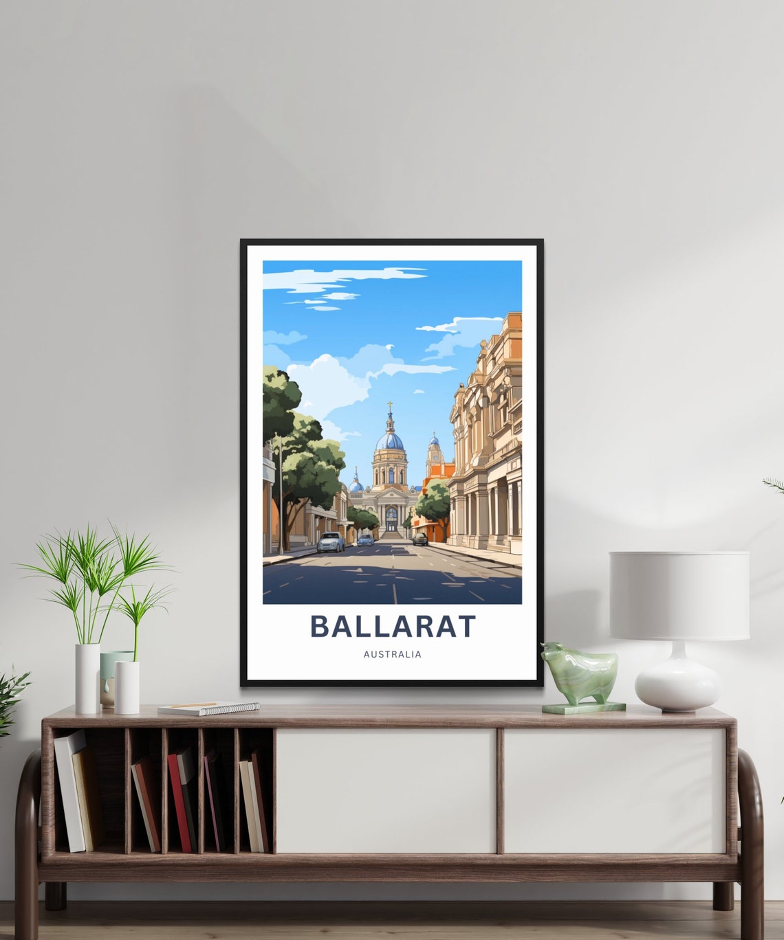 Ballarat Australia Historic Streetscape Domed Building Art Poster - Image 2