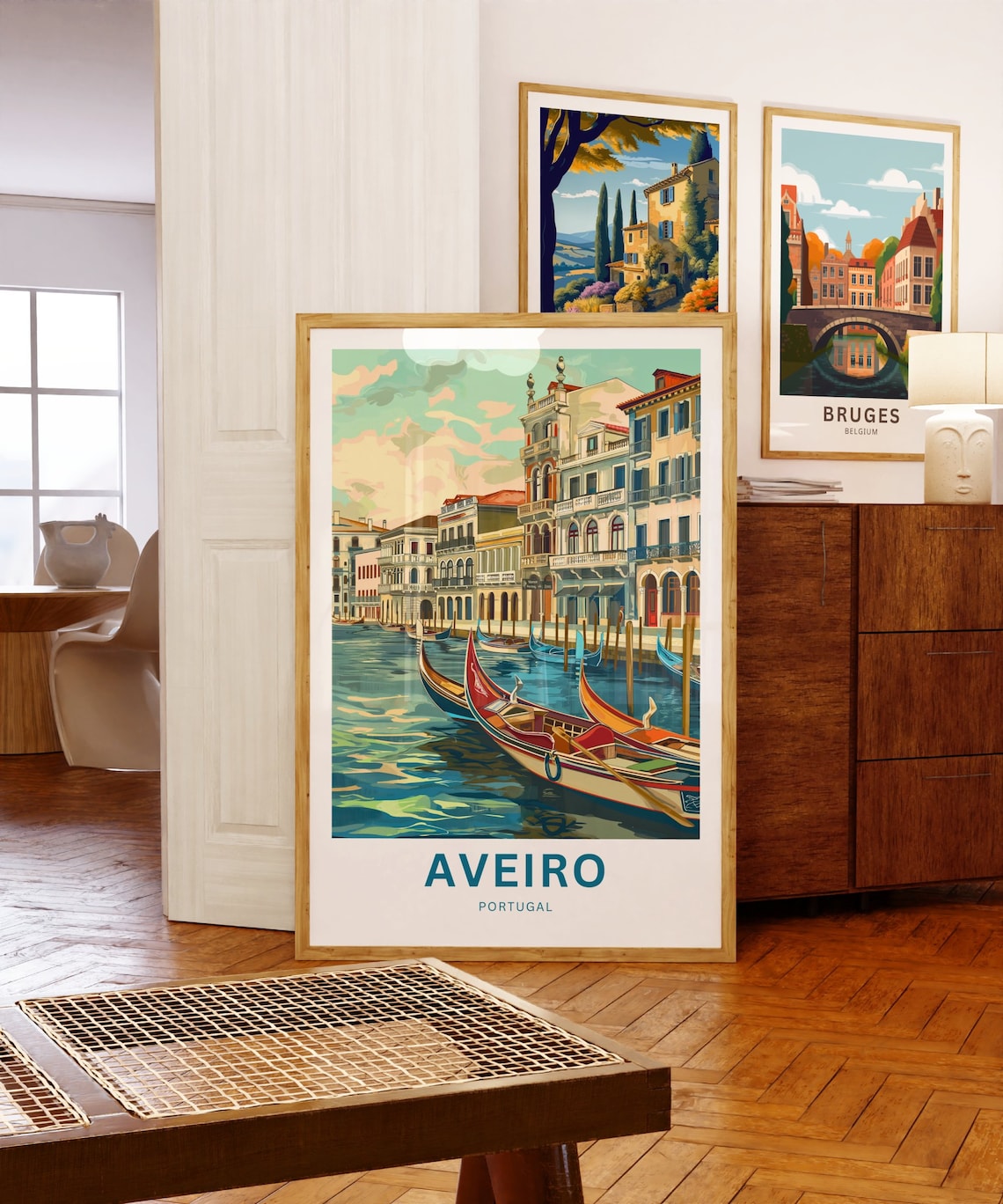 Aveiro Portugal Gondola Sunset Waterfront Buildings Travel Poster - Image 5