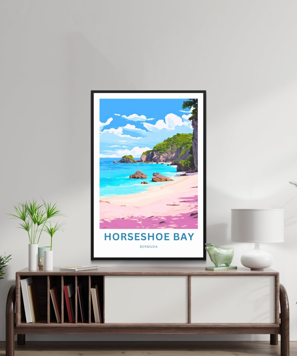 Horseshoe Bay Bermuda Pink Sands Beach Vivid Scene Travel Poster - Image 2