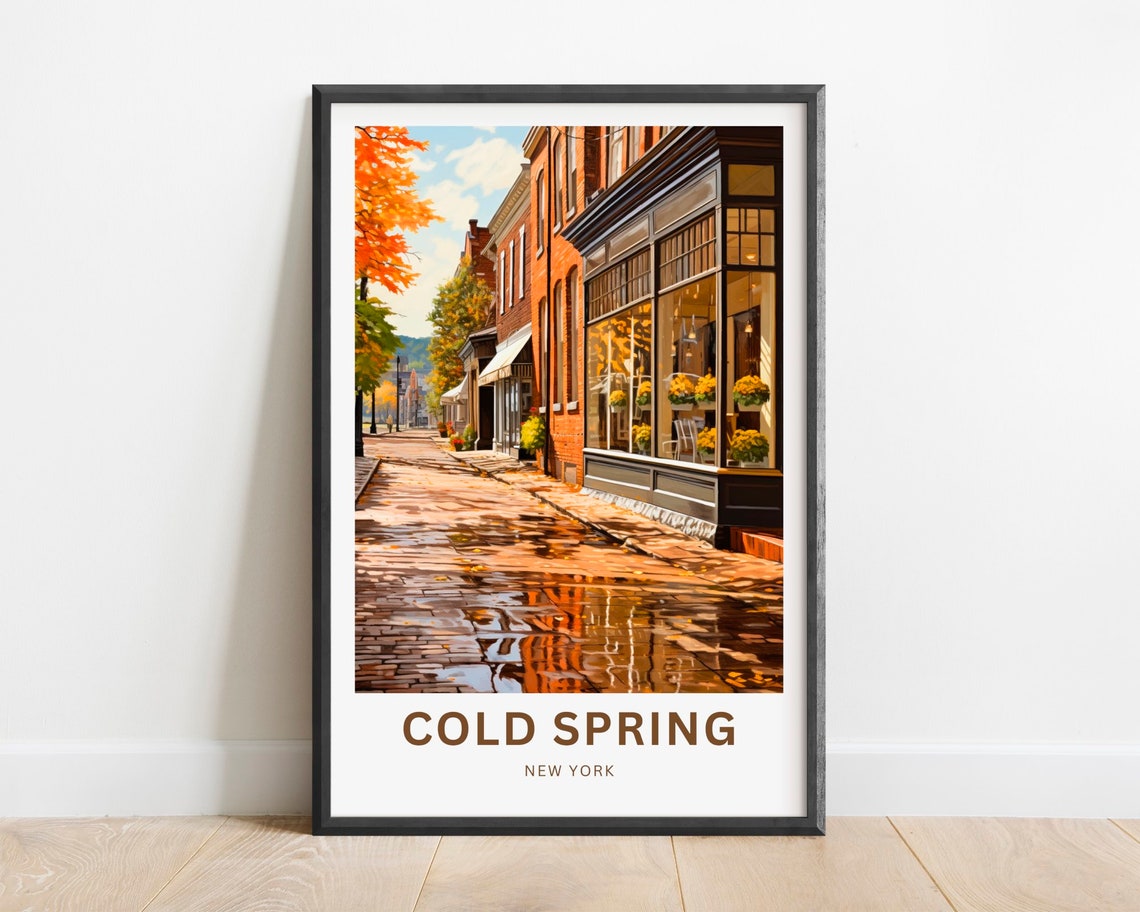 Cold Spring New York Autumn Main Street Fall Scene Travel Poster