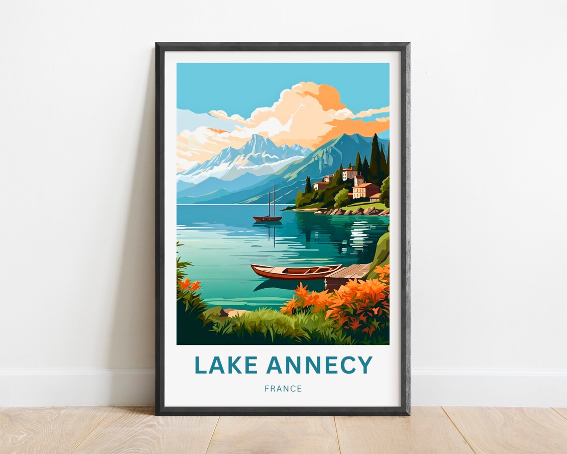 Lake Annecy Travel Poster, France Wall Art