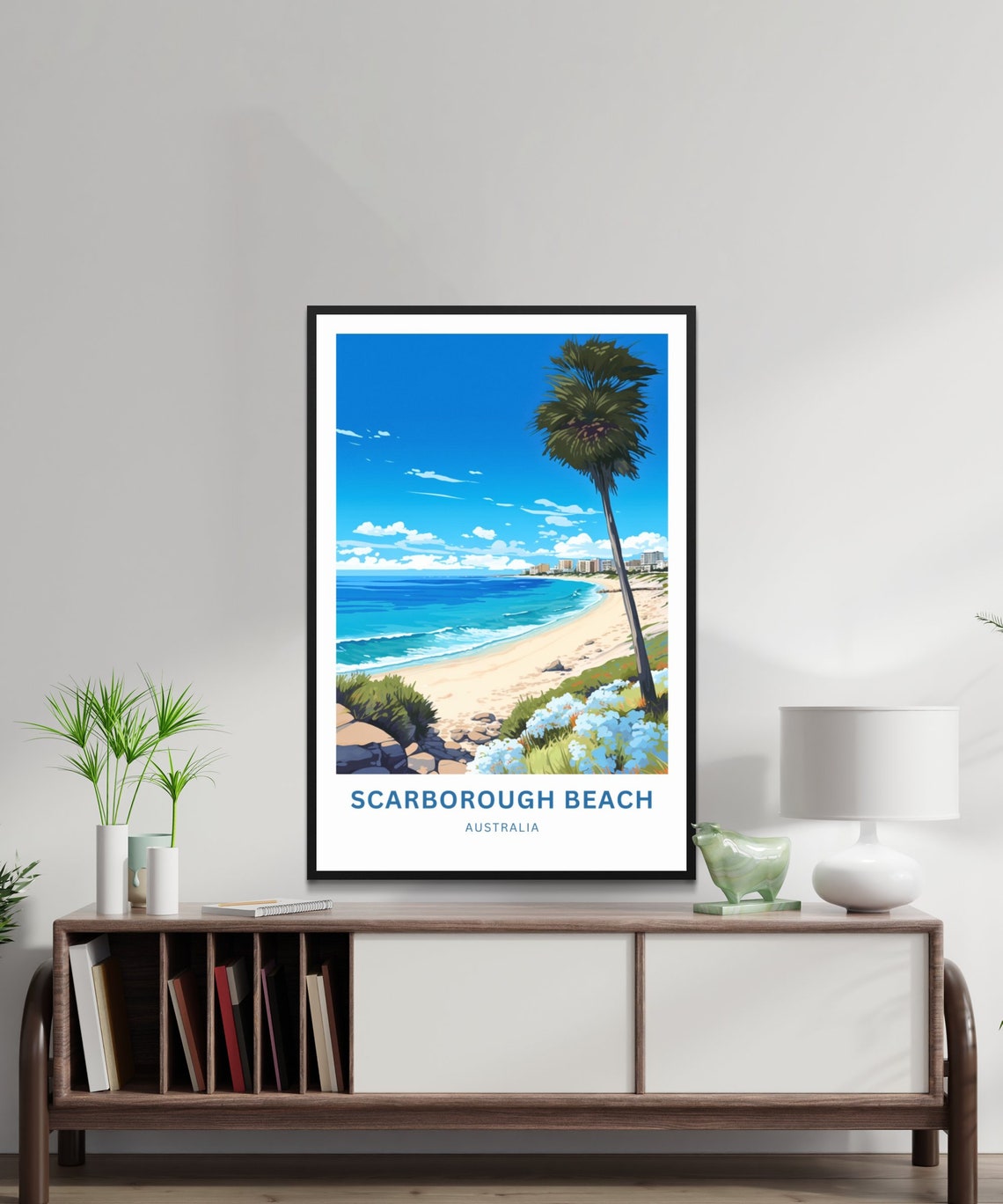 Personalized Scarborough Beach Australia Palm Tree Travel Poster - Image 3
