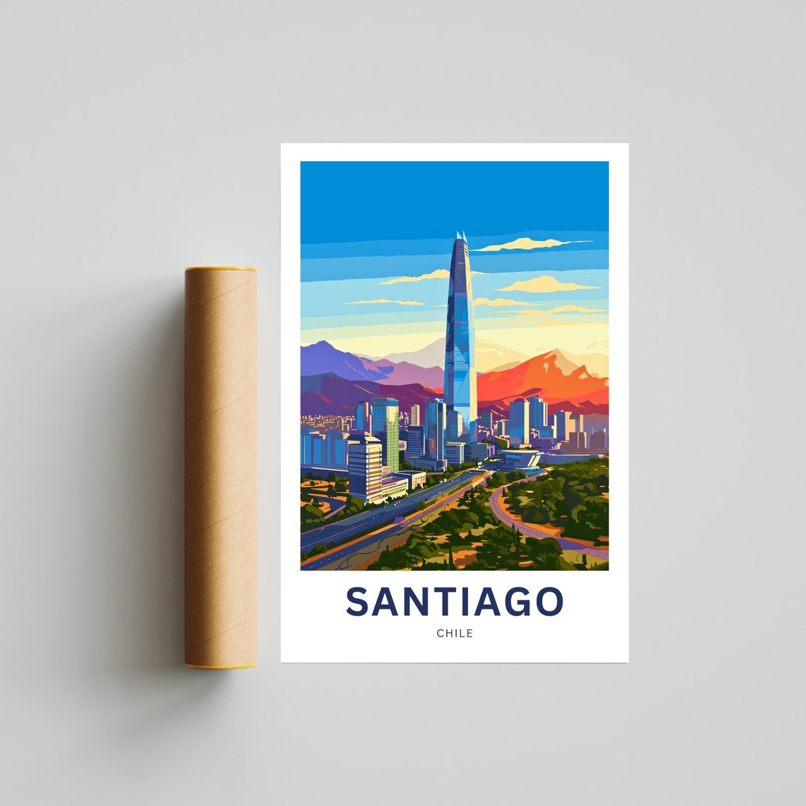 Santiago Chile City Skyline Andes Mountains Personalized Travel Poster - Image 4