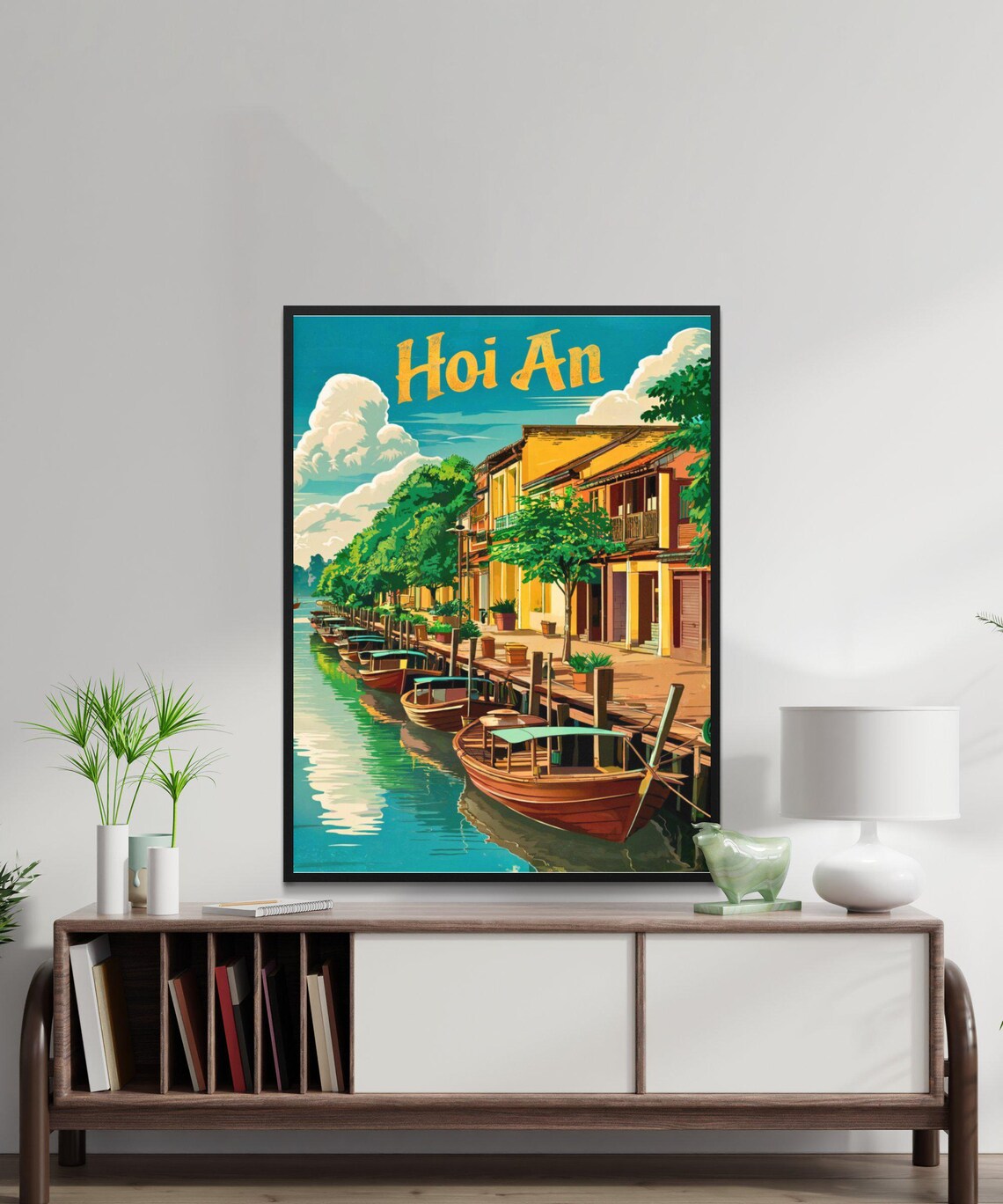 Hoi An Vietnam Riverside Boats Old Town Vintage Travel Poster - Image 3