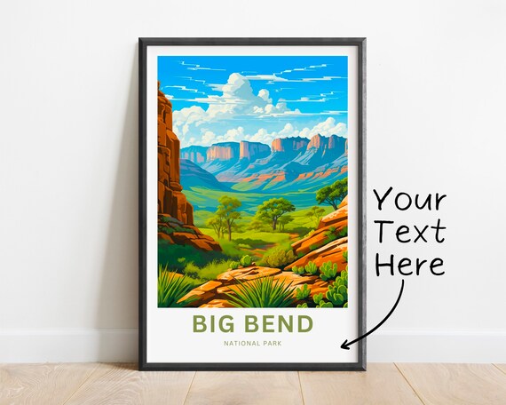 Big Bend National Park Desert Valley Personalized Texas Travel Poster