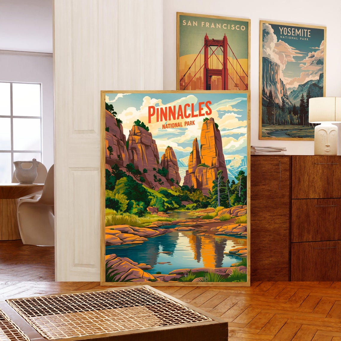 Pinnacles National Park Red Rock Spires Pool Reflection Travel Poster - Image 5
