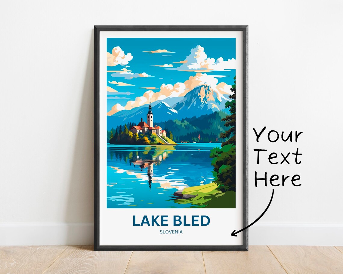 Lake Bled Slovenia Island Church Mountains Personalized Travel Poster