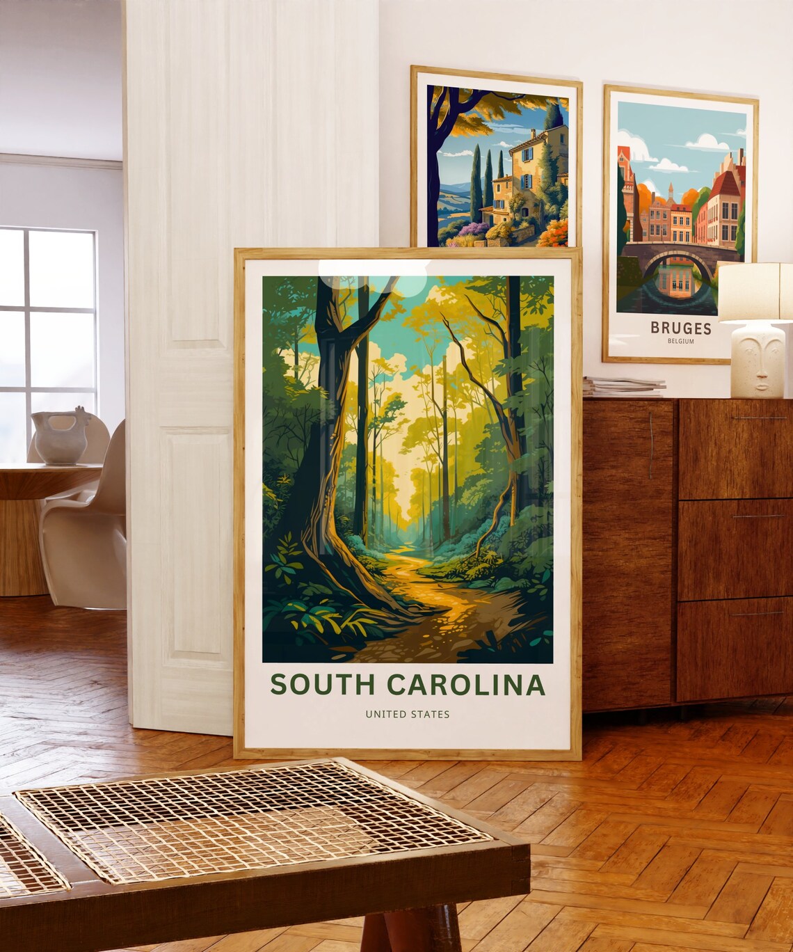 South Carolina Forest Trail Sunlight Woods Vintage Travel Poster - Image 5