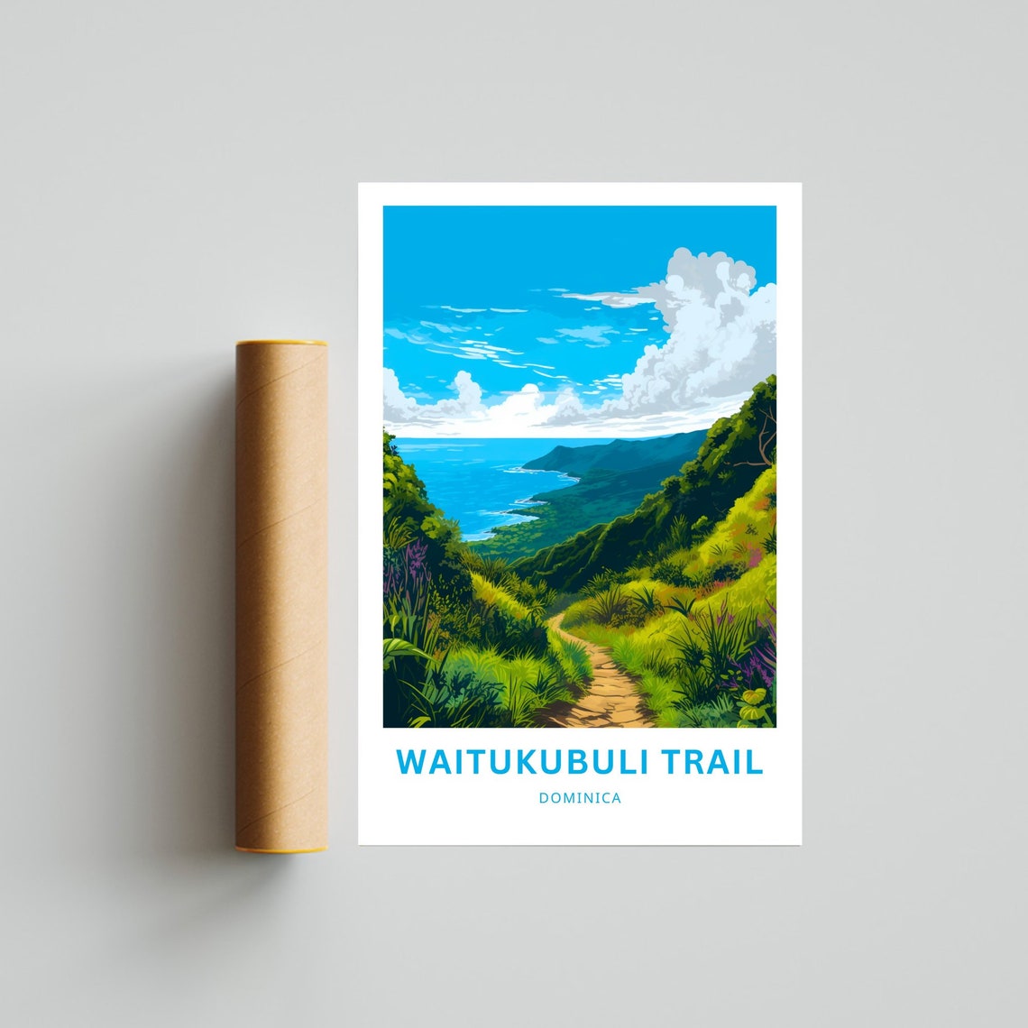 Waitukubuli Trail Travel Print Waitukubuli Trail Poster Dominica Wall Art Framed Present Gift Dominica Present - Image 4