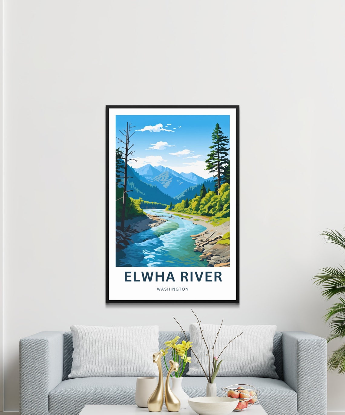 Elwha River Washington Winding Valley Stream Pines Personalized Poster - Image 3