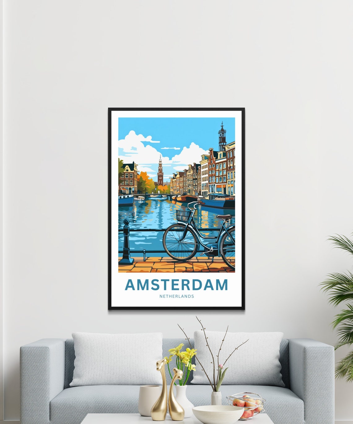 Amsterdam Netherlands Historic Canal Travel Poster Personalized Gift - Image 3