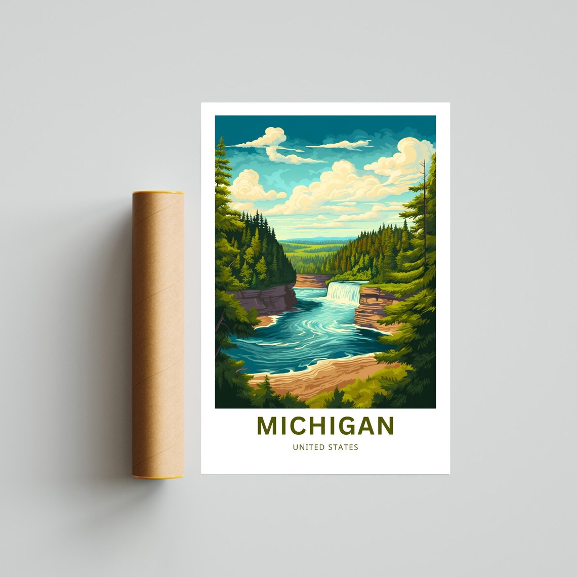 Michigan Travel Poster, United States Travel Poster - Image 4