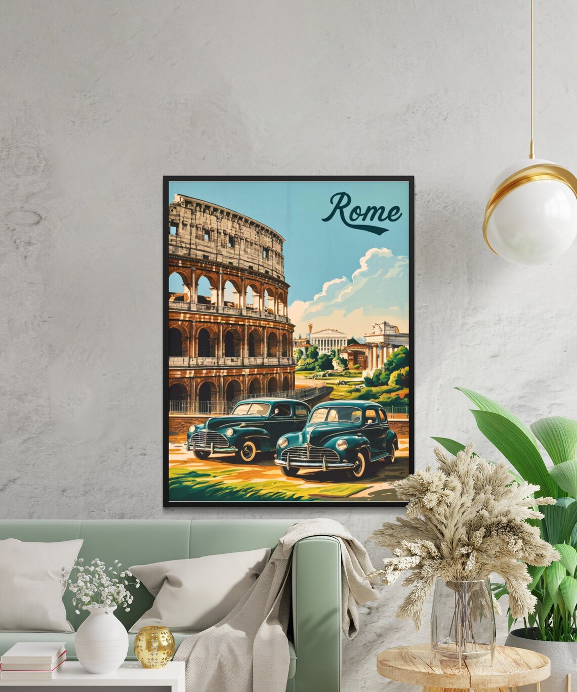 Rome Italy Colosseum Vintage Cars Retro Landmark Travel Poster - Image 2