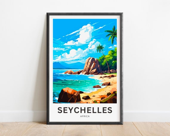 Seychelles Travel Print Seychelles Poster Africa Wall Art Framed Present Gift Africa Present