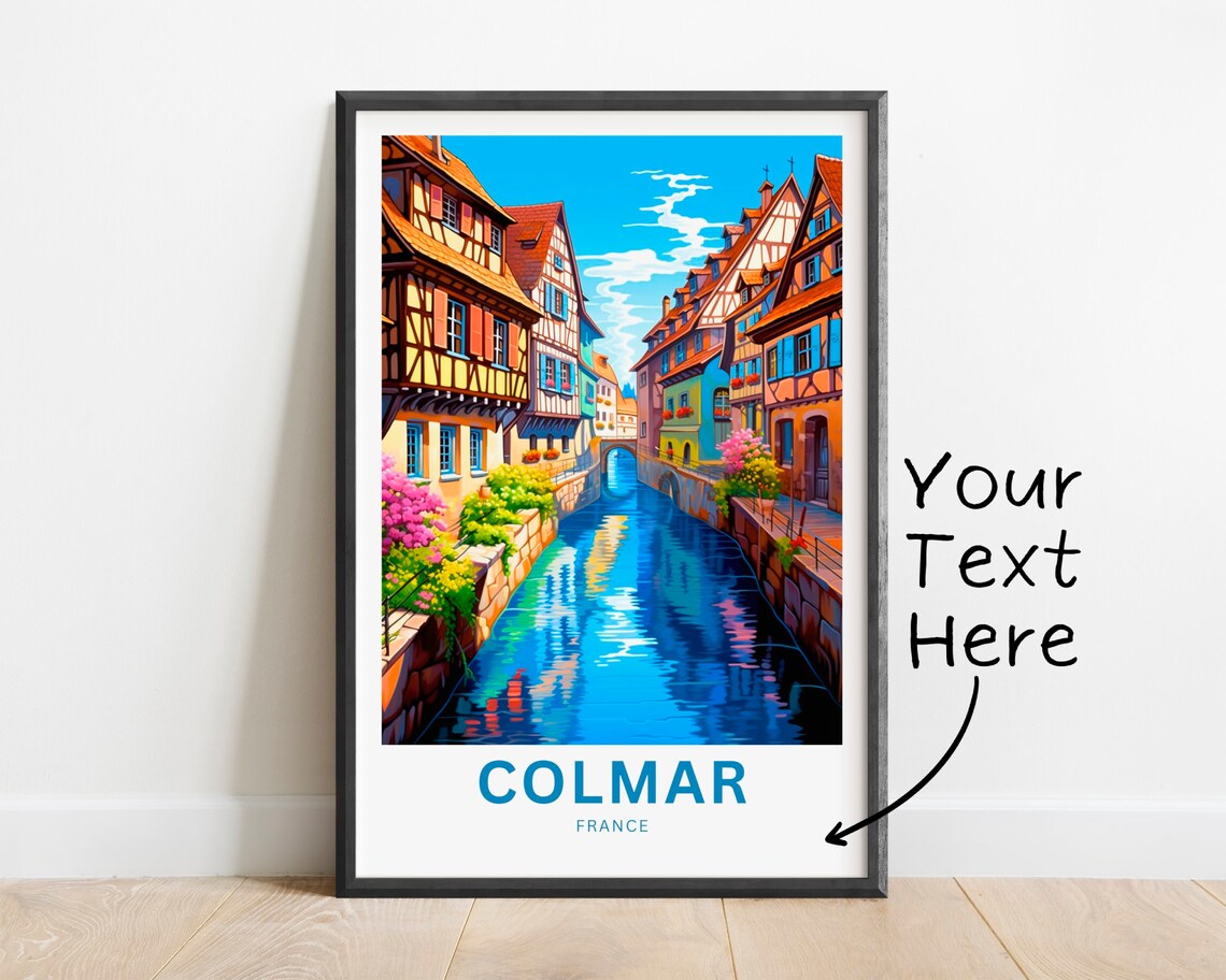 Colmar France Alsace Canal Half Timbered Houses Travel Poster