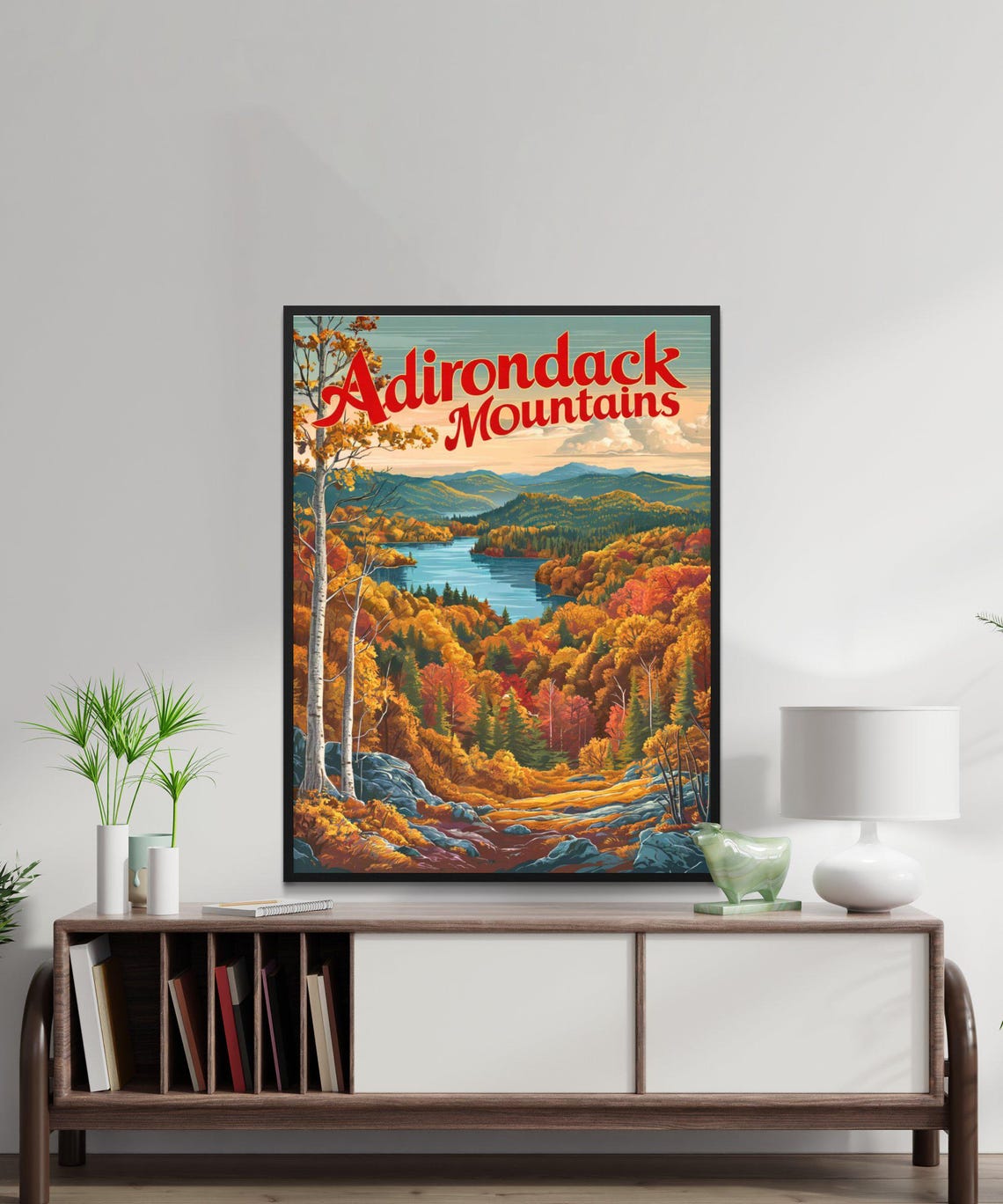 Adirondack Mountains Vintage Poster with Birch Trees and Lake View - Image 4