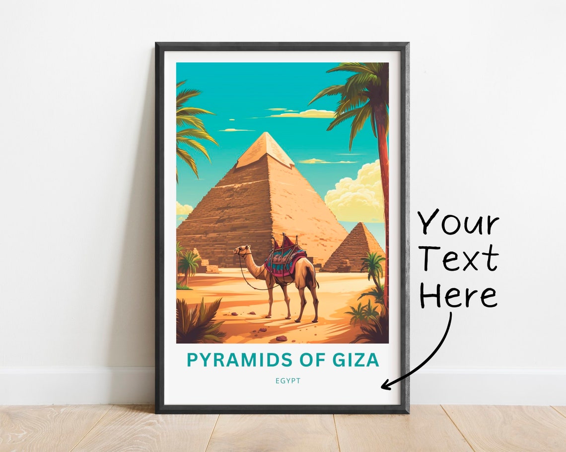 Personalized Pyramids of Giza Egypt Camel Palm Trees Art Poster