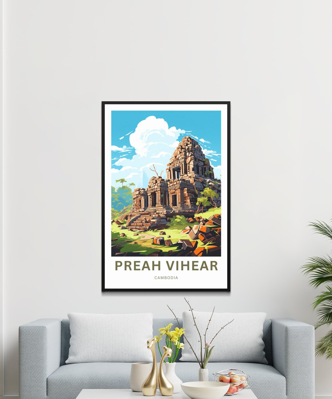 Preah Vihear Cambodia Ruined Temple Golden Ruins Travel Poster - Image 3