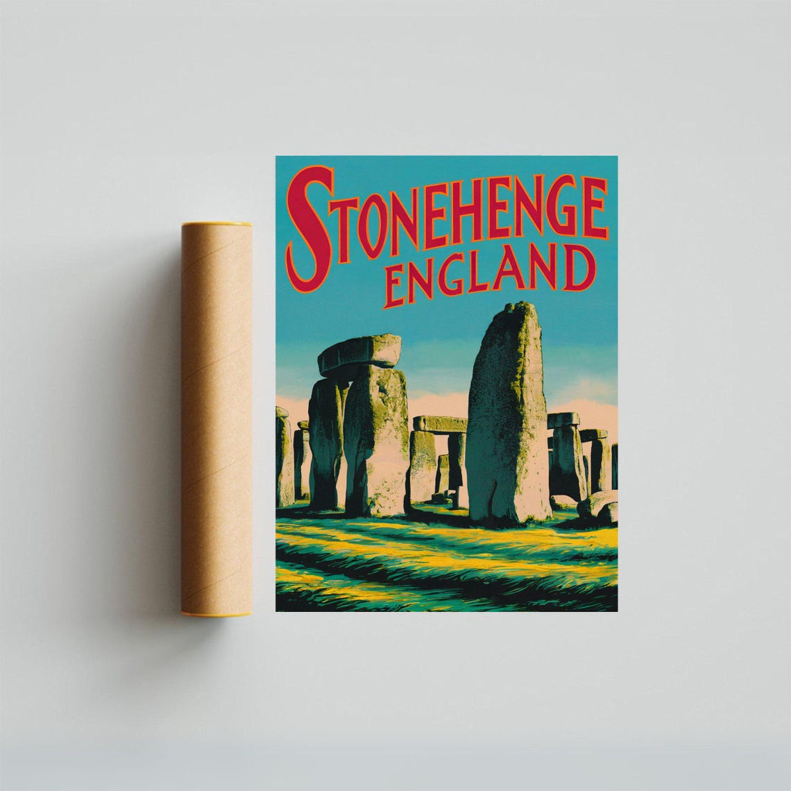 Stonehenge England Ancient Stones Sunset Vintage Travel Poster - Image 3