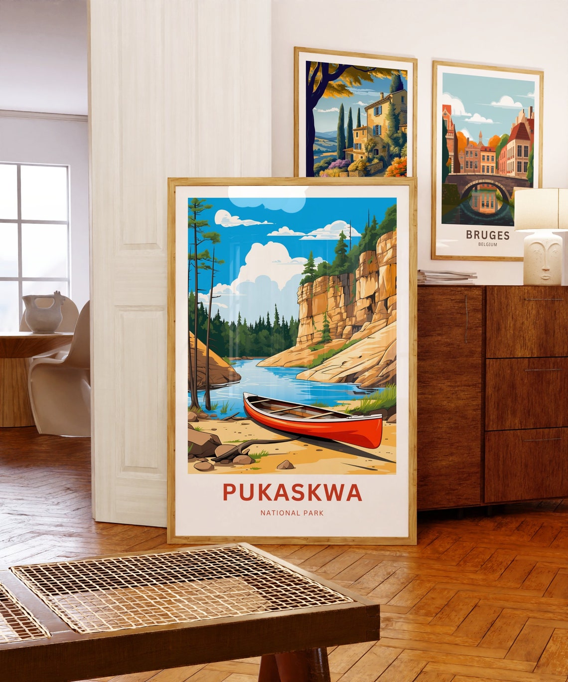 Personalized Pukaskwa National Park Red Canoe Custom Text Poster - Image 5