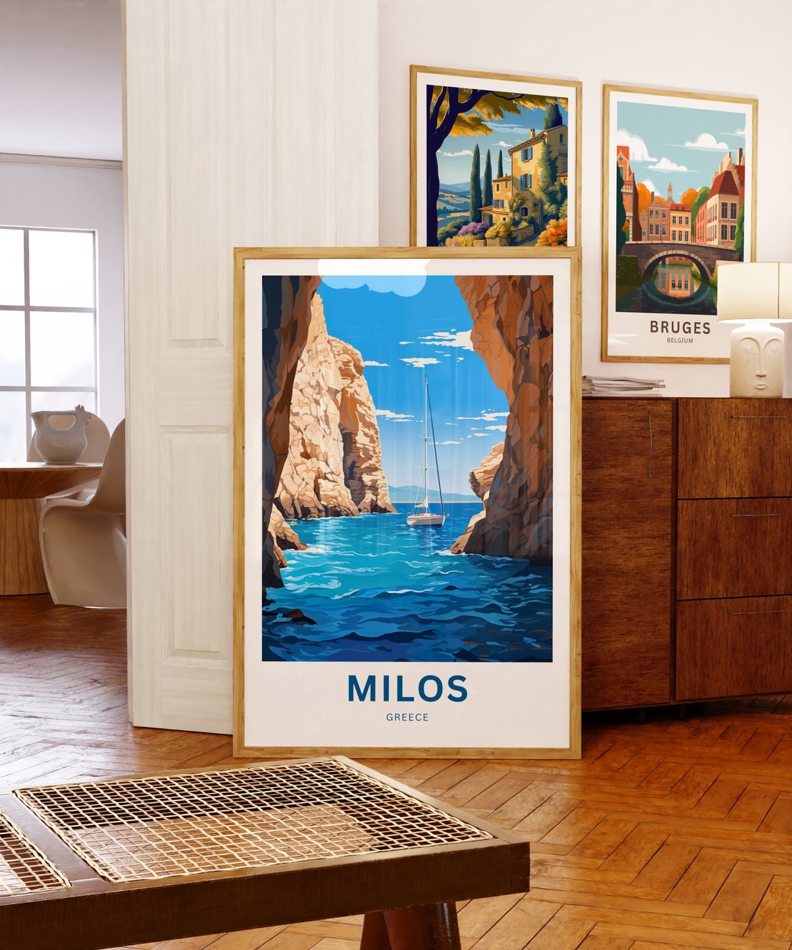 Milos Greece Personalized Sailboat Red Rock Cove Travel Poster - Image 5