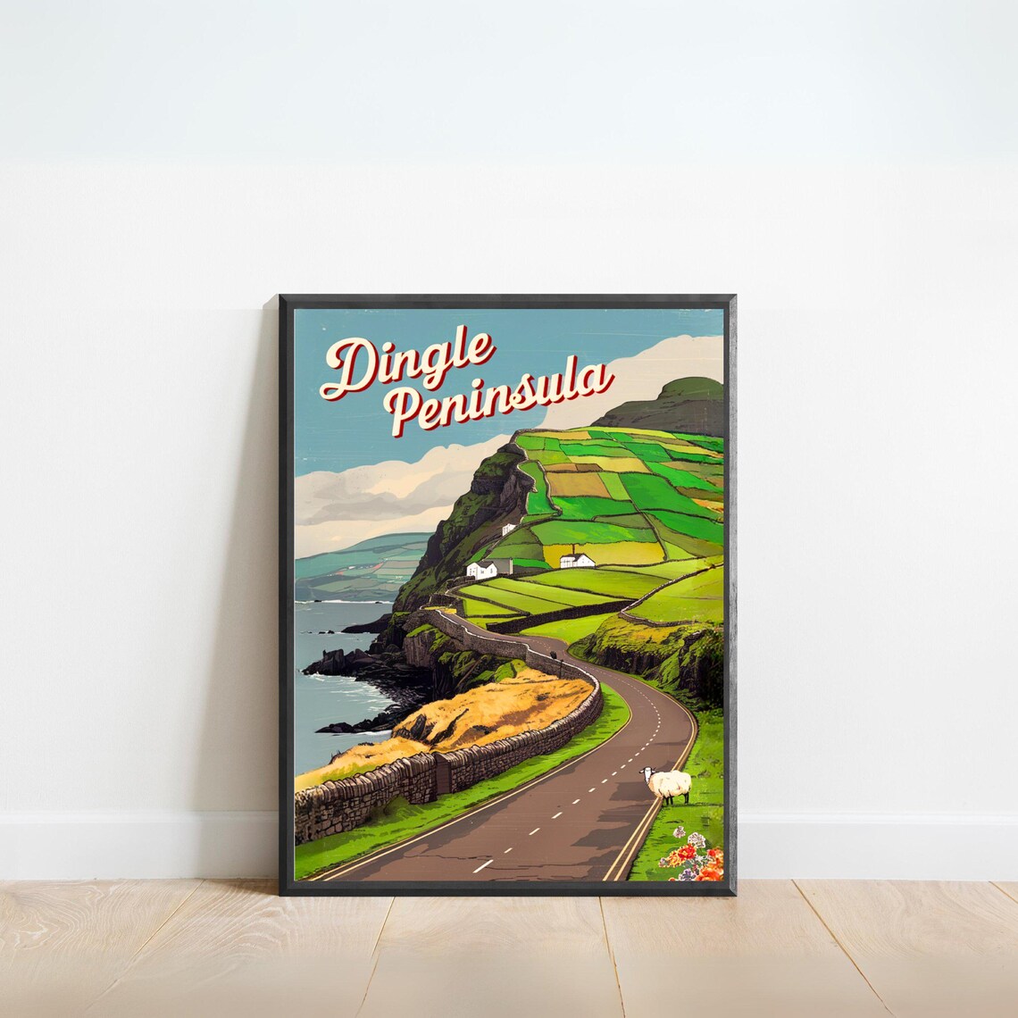 Dingle Peninsula Ireland Winding Coast Road Vintage Travel Poster