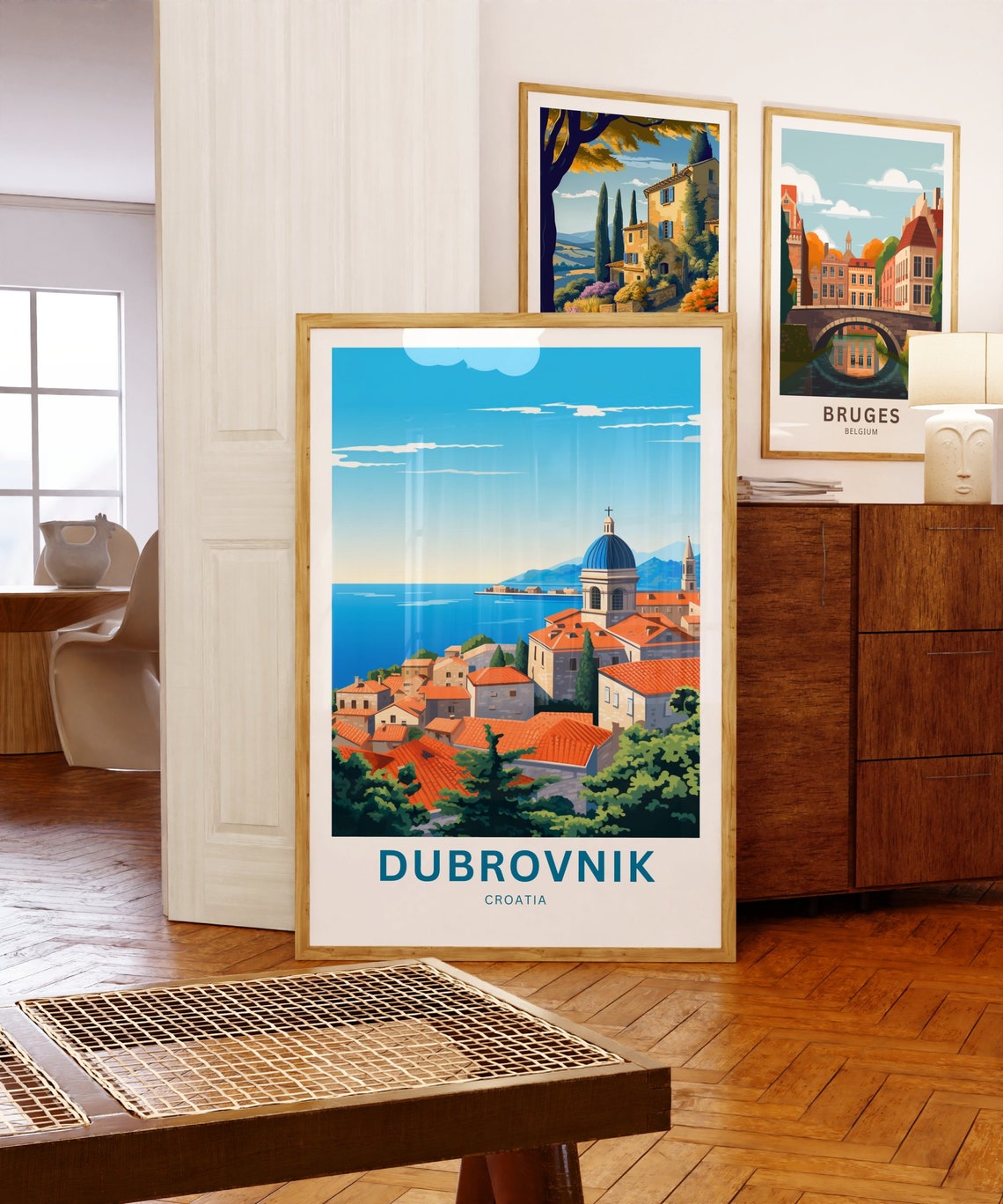 Dubrovnik Croatia Red Rooftops Blue Dome Seaside Vibrant Poster - Image 5