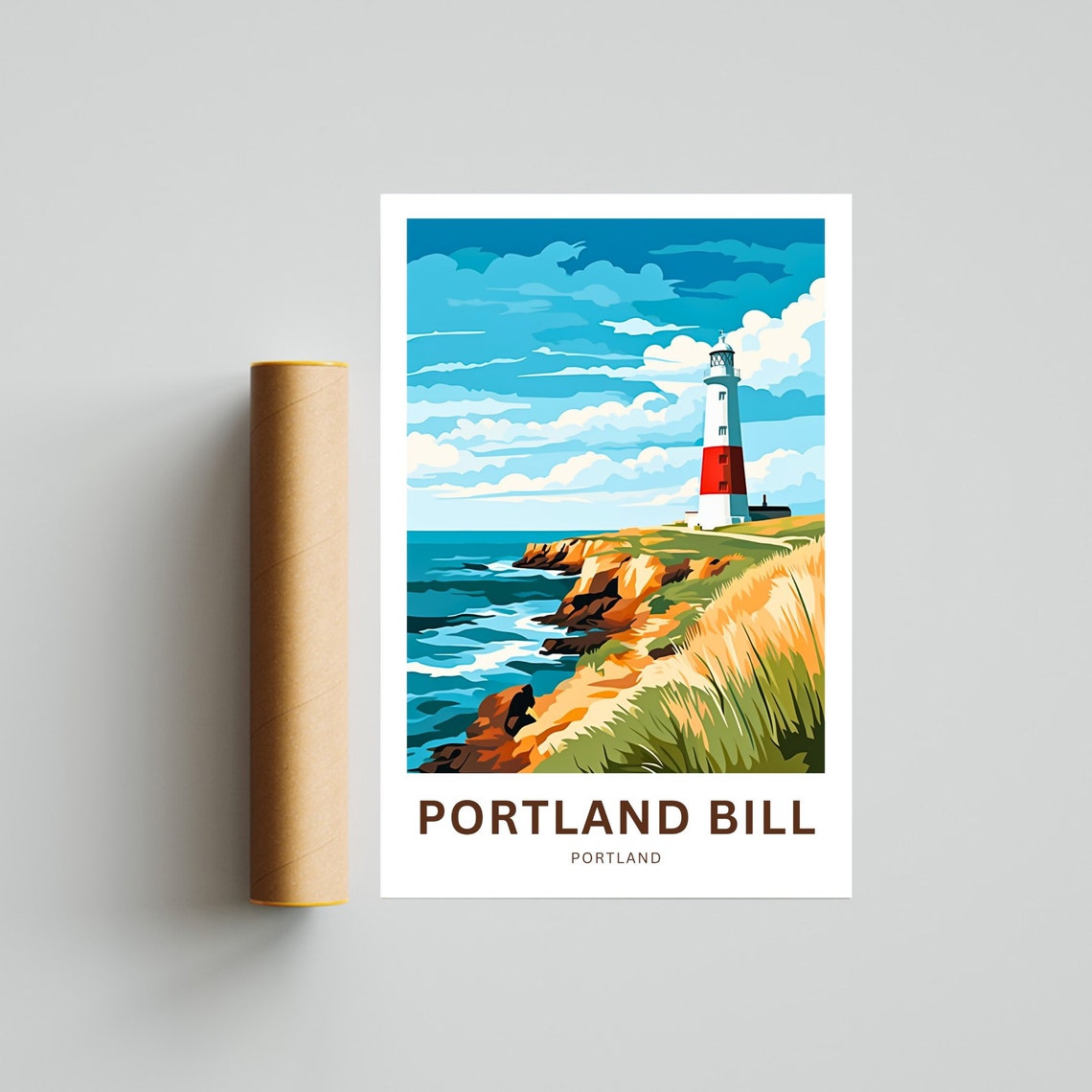 Portland Bill Lighthouse Travel Poster with Dorset Coast Cliffs - Image 4
