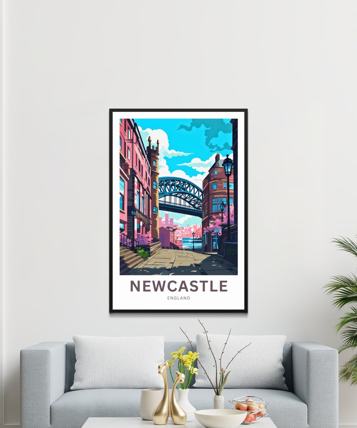 Newcastle England Iconic Tyne Bridge from the Quayside Poster - Image 3
