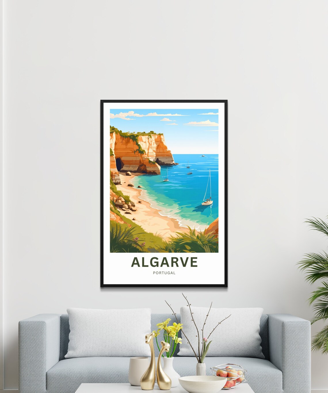 Algarve Portugal Sea Arch Cove Turquoise Water Beach Scene Poster - Image 3