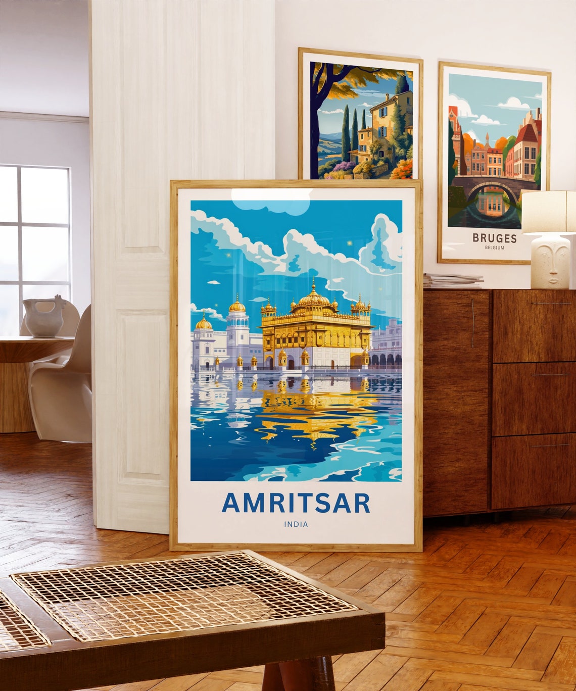 Amritsar India Golden Temple Reflection Personalized Travel Poster - Image 5