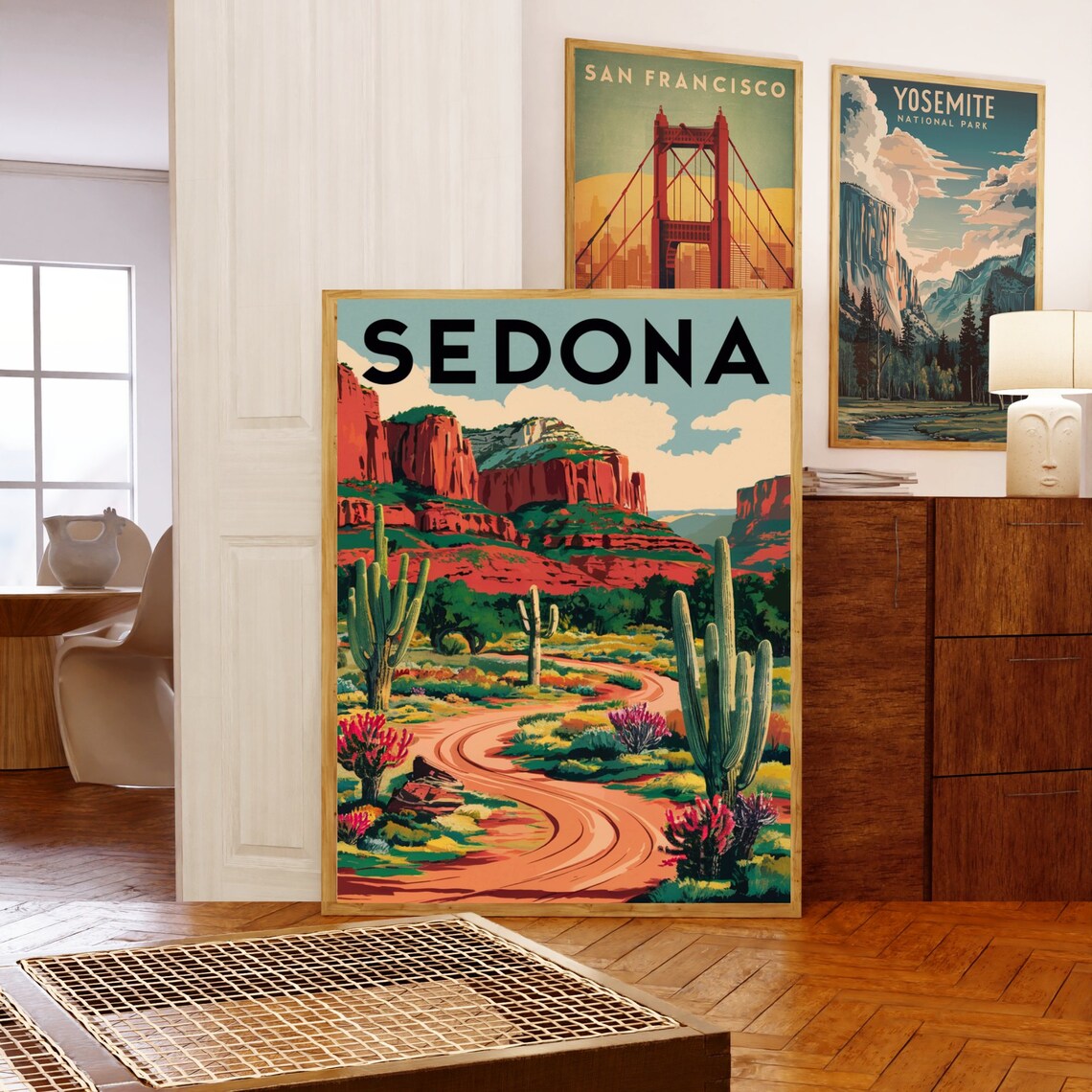 Sedona Arizona Desert Trail Saguaro Cacti Vintage Travel Poster - Image 5