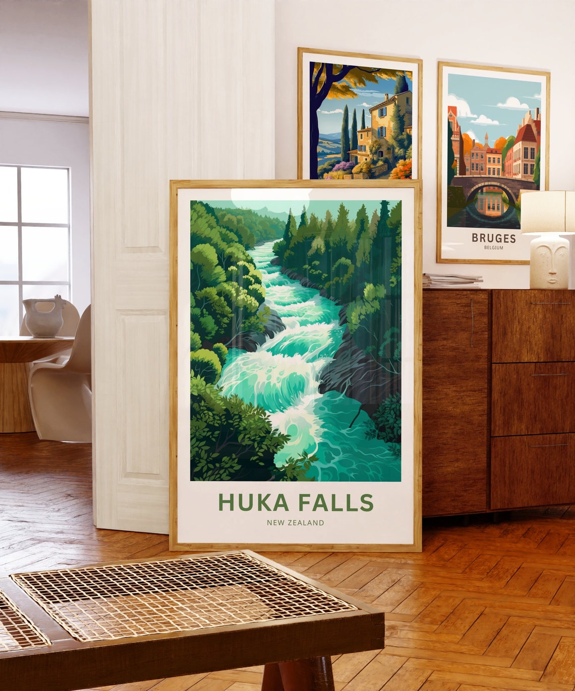 Personalized Huka Falls New Zealand Rapids Custom Travel Poster Gift - Image 3