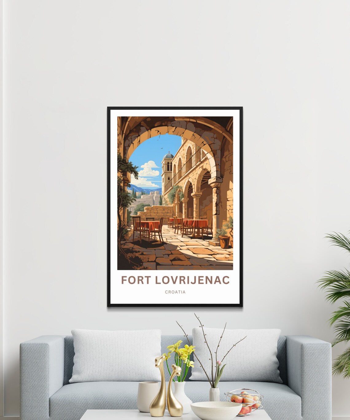 Fort Lovrijenac Croatia Stone Arch Courtyard Vintage Travel Poster - Image 3