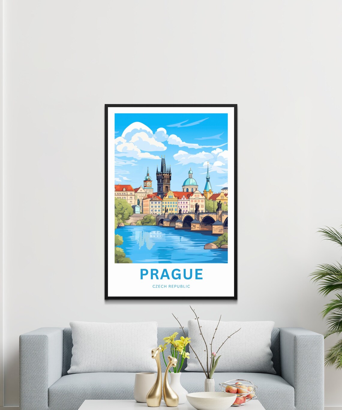 Prague Czech Republic Old Town Skyline Riverside Bridge Poster - Image 3