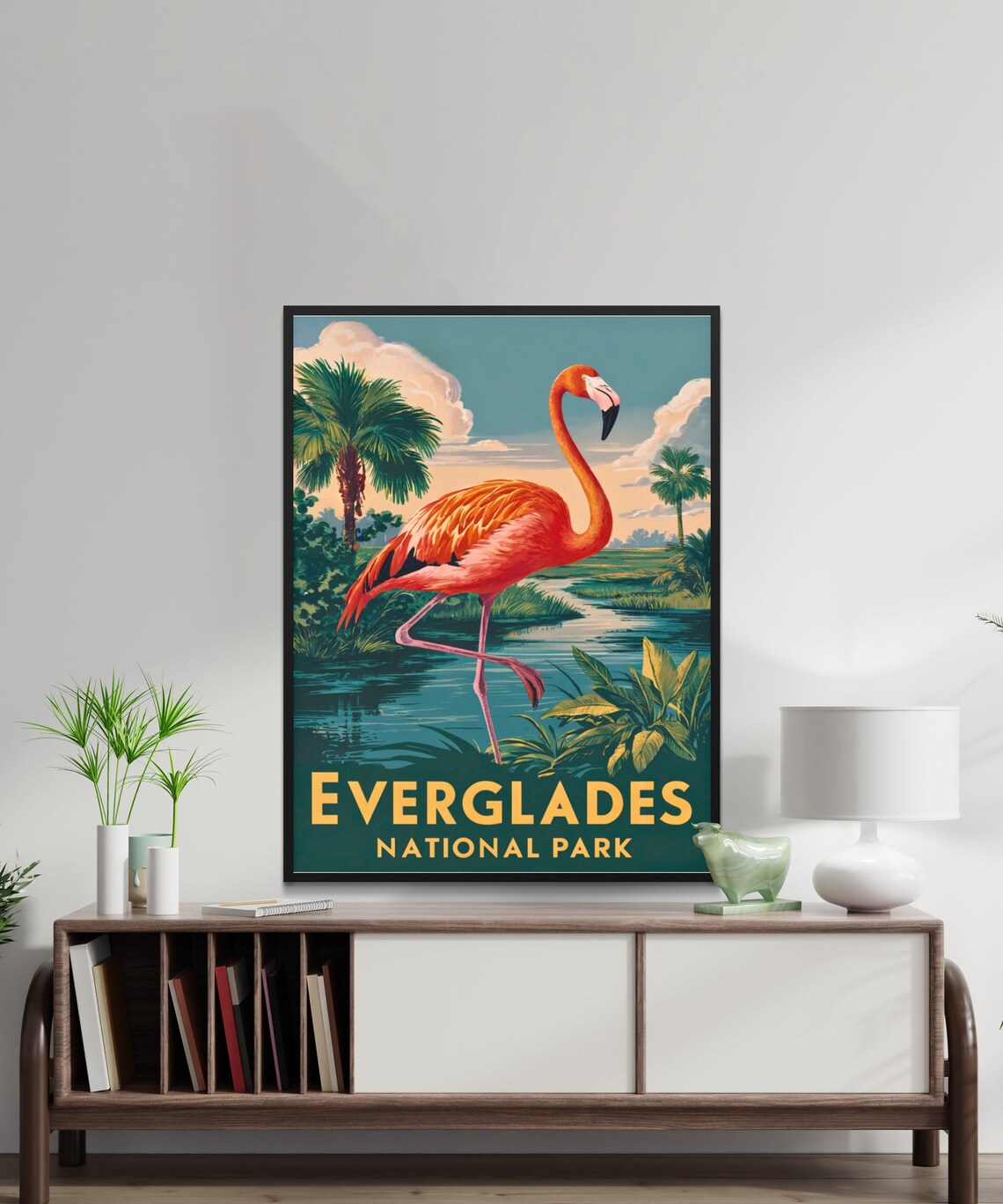 Everglades National Park Pink Flamingo Palm Trees Wetlands Poster - Image 2