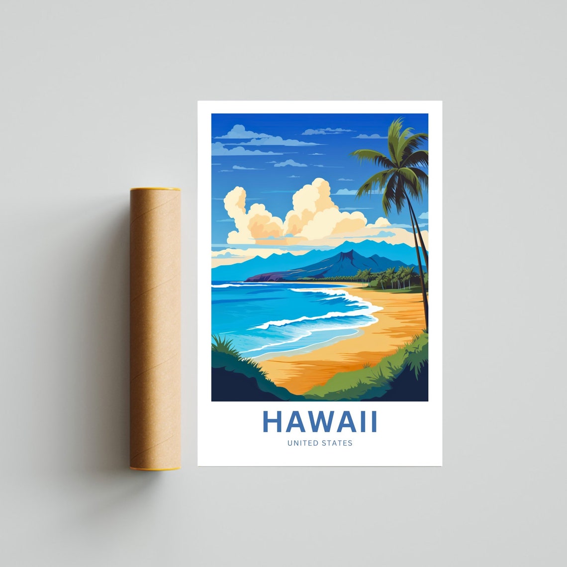 Personalized Hawaii Beach Palm Trees Blue Ocean Travel Poster - Image 4
