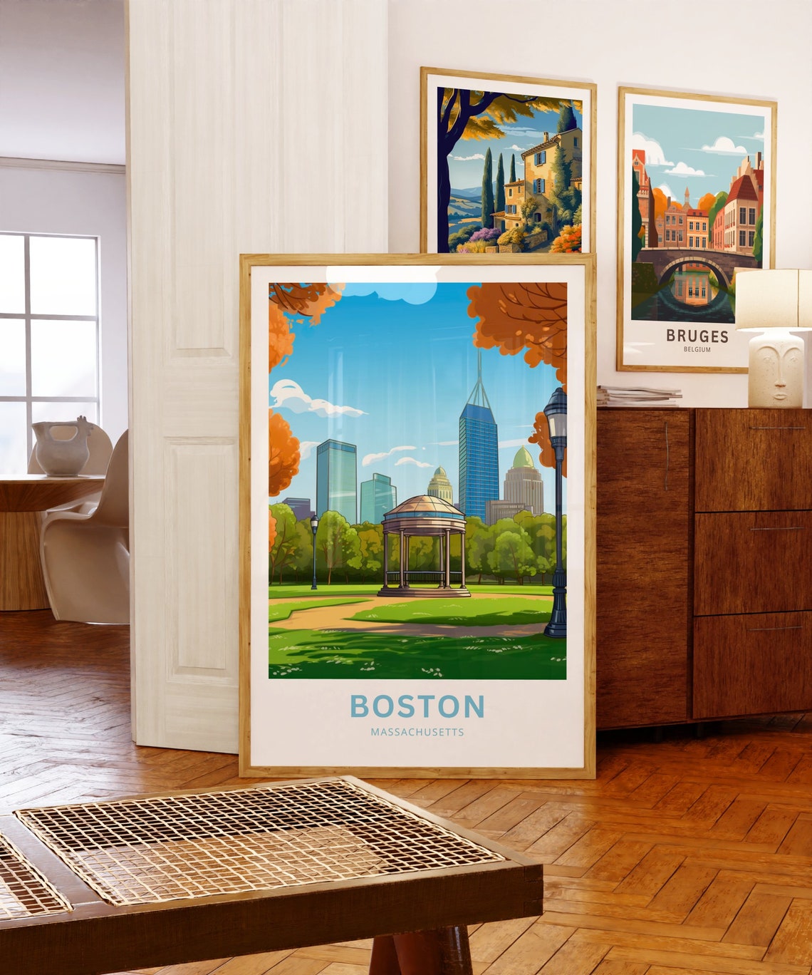 Boston Massachusetts Common Gazebo Skyline Personalized Travel Poster - Image 5