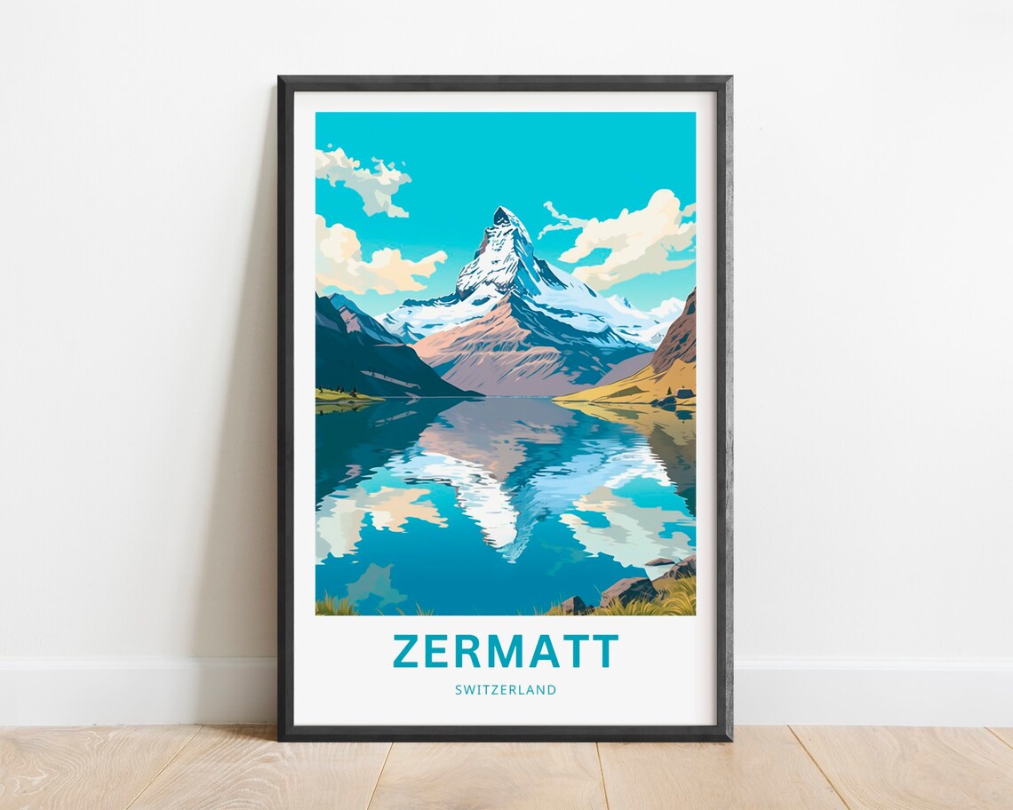 Zermatt Travel Poster, Switzerland Present Gift