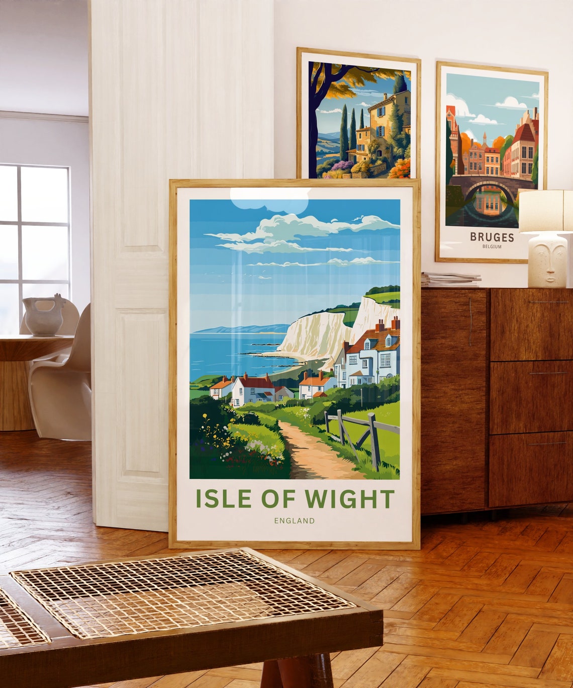 Isle of Wight England White Cliffs Village Footpath Scene Poster - Image 5
