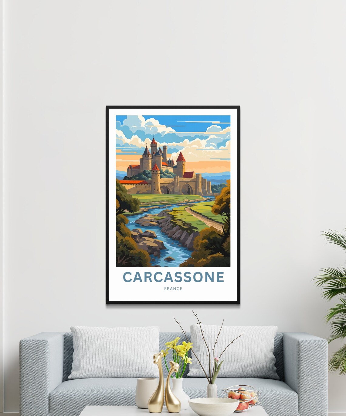 Carcassone France Medieval Fortress Castle Vintage Travel Poster - Image 3