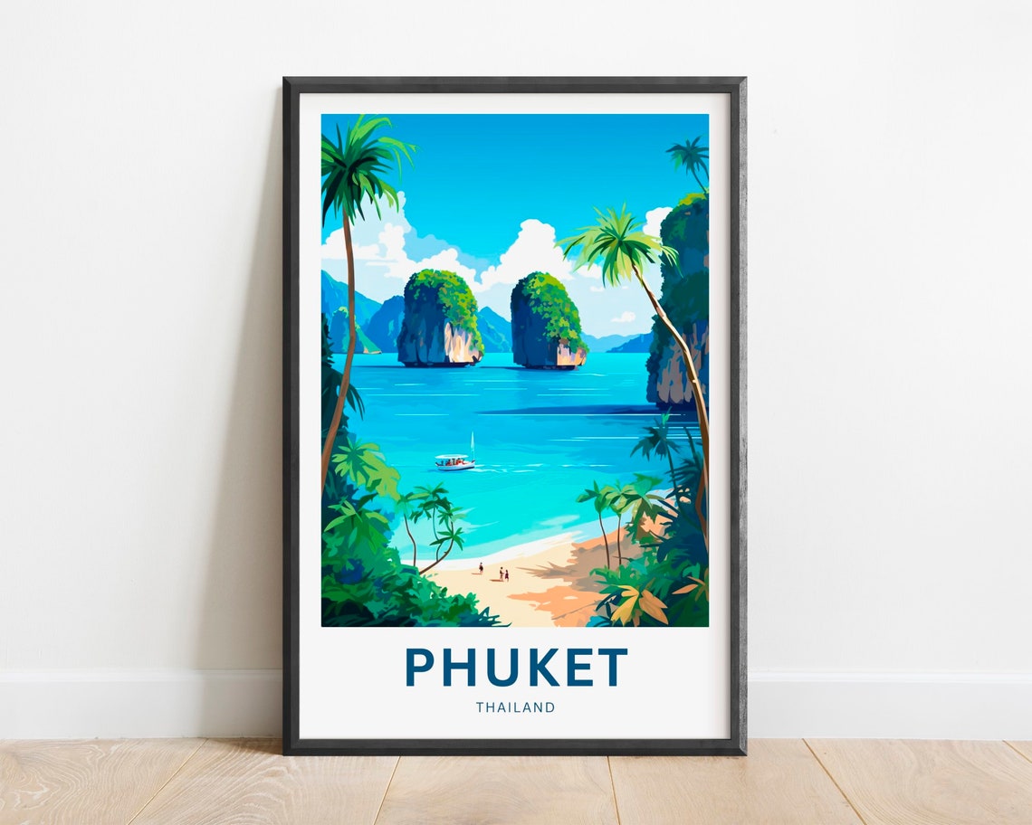 Phuket Thailand Twin Karst Islands Jungle Beach Travel Poster