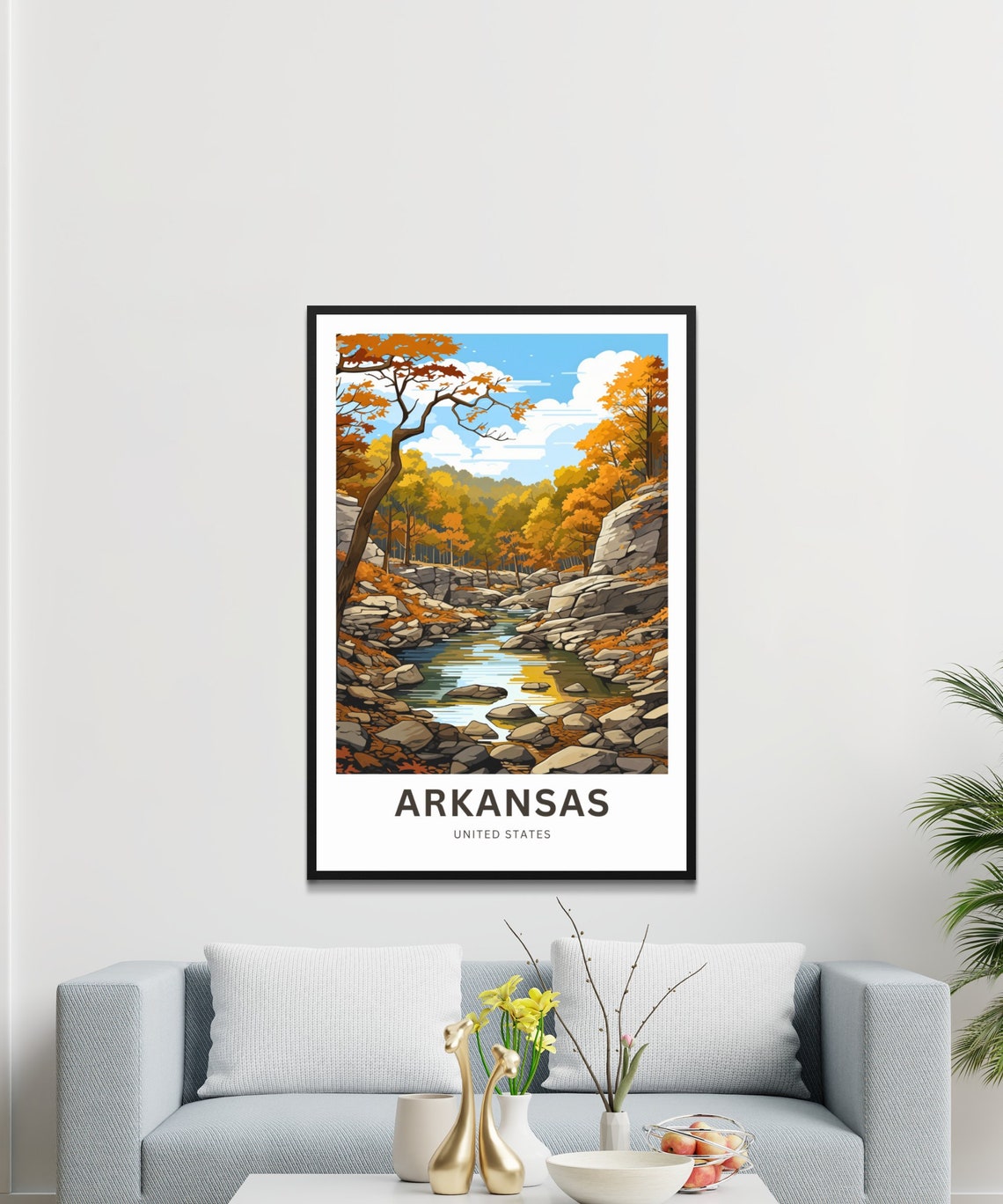 Arkansas Autumn Forest Creek Rocky Stream Nature Travel Poster - Image 3